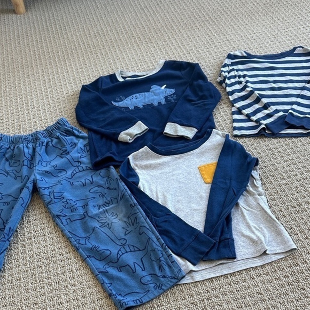 Carter's Blue and Gray Dinosaur4 pcs  Pajama Set